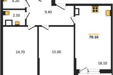 Фото №1: 2-комнатная квартира 70 м² - Краснодар, мкр. Парк Победы, 