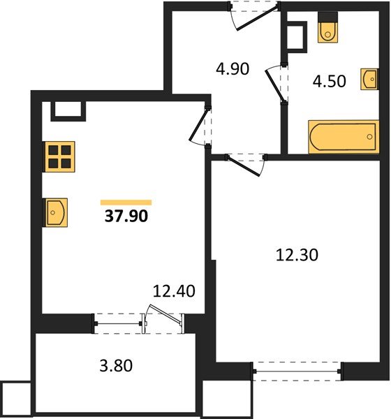 Фото №1: 1-комнатная квартира 37 м² - Краснодар, Прикубанский внутригородской округ, мкр. Парк Победы