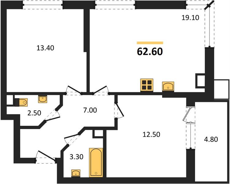 Фото №1: 2-комнатная квартира 62 м² - Краснодар, Прикубанский внутригородской округ, мкр. Парк Победы