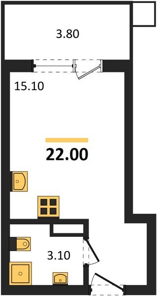 Фото №1: Студия 22 м² - Краснодар, Прикубанский внутригородской округ, мкр. Парк Победы