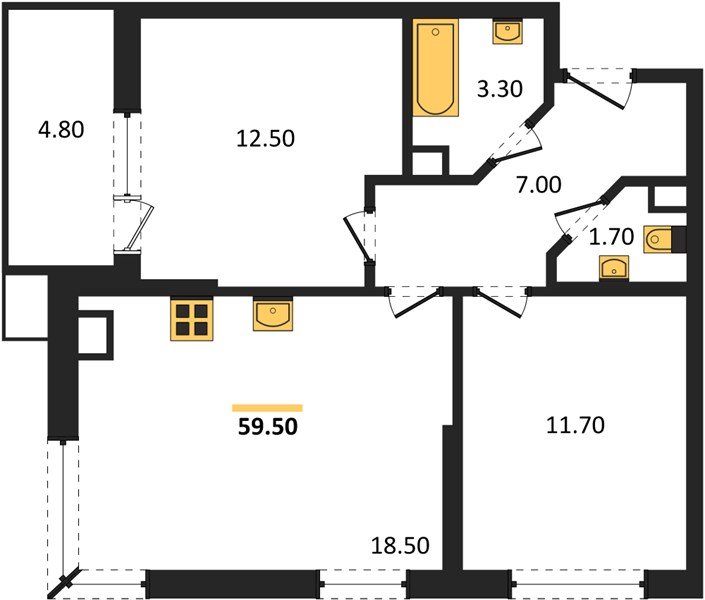 Фото №1: 2-комнатная квартира 59 м² - Краснодар, Прикубанский внутригородской округ, мкр. Парк Победы