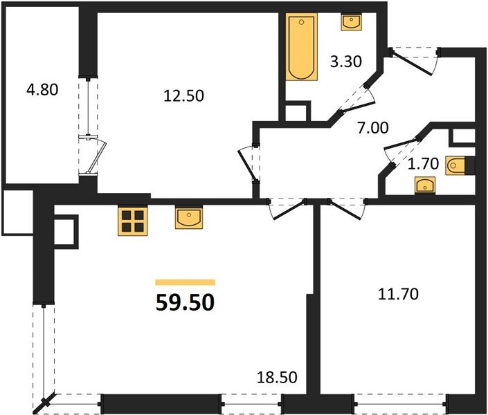 Фото №1: 2-комнатная квартира 59 м² - Краснодар, Прикубанский внутригородской округ, мкр. Парк Победы