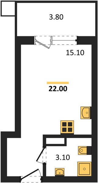 Фото №1: Студия 22 м² - Краснодар, Прикубанский внутригородской округ, мкр. Парк Победы