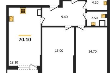 Фото №1: 2-комнатная квартира 70 м² - Краснодар, мкр. Парк Победы, 