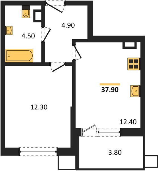 Фото №1: 1-комнатная квартира 37 м² - Краснодар, Прикубанский внутригородской округ, мкр. Парк Победы