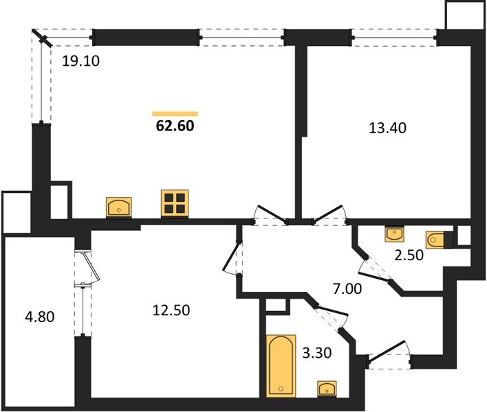 Фото №1: 2-комнатная квартира 62 м² - Краснодар, Прикубанский внутригородской округ, мкр. Парк Победы