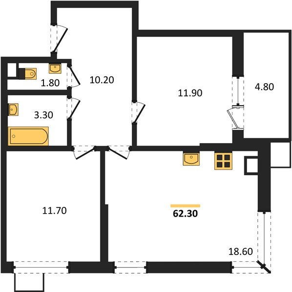 Фото №1: 2-комнатная квартира 62 м² - Краснодар, Прикубанский внутригородской округ, мкр. Парк Победы