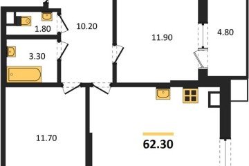 Фото №1: 2-комнатная квартира 62 м² - Краснодар, мкр. Парк Победы, 