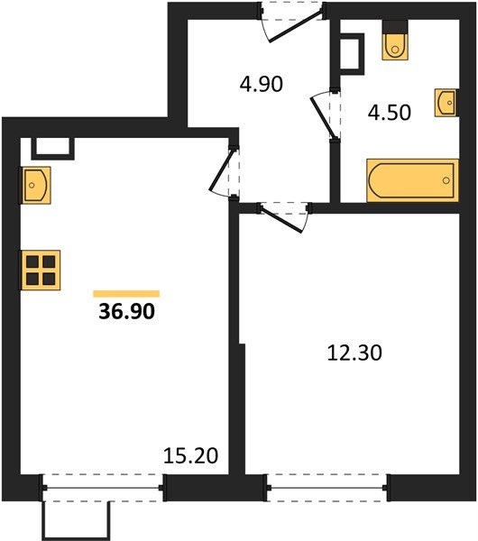 Фото №1: 1-комнатная квартира 36 м² - Краснодар, Прикубанский внутригородской округ, мкр. Парк Победы