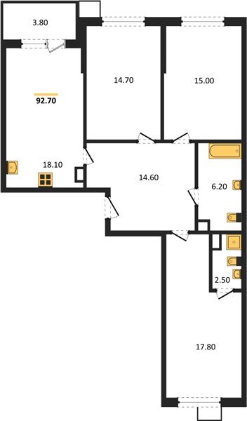 Фото №1: 3-комнатная квартира 92 м² - Краснодар, Прикубанский внутригородской округ, мкр. Парк Победы
