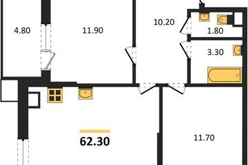 Фото №1: 2-комнатная квартира 62 м² - Краснодар, мкр. Парк Победы, 