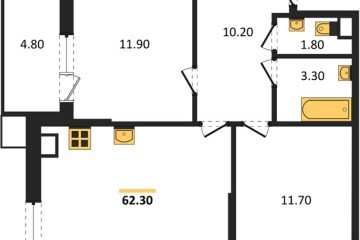 Фото №1: 2-комнатная квартира 62 м² - Краснодар, мкр. Парк Победы, 