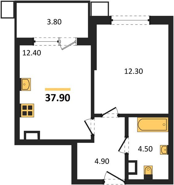 Фото №1: 1-комнатная квартира 37 м² - Краснодар, Прикубанский внутригородской округ, мкр. Парк Победы
