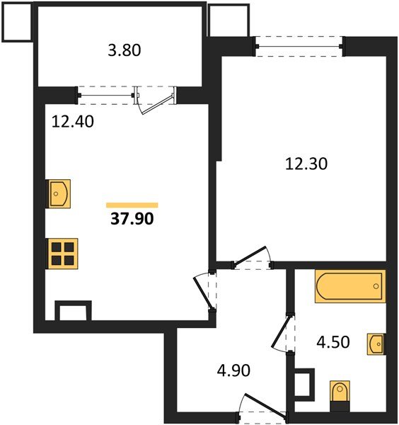Фото №1: 1-комнатная квартира 37 м² - Краснодар, Прикубанский внутригородской округ, мкр. Парк Победы