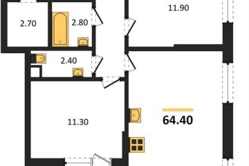 Фото №1: 2-комнатная квартира 64 м² - Краснодар, мкр. Парк Победы, 