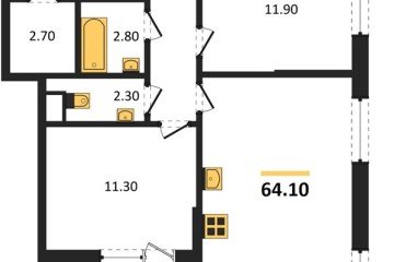 Фото №1: 2-комнатная квартира 64 м² - Краснодар, мкр. Парк Победы, 