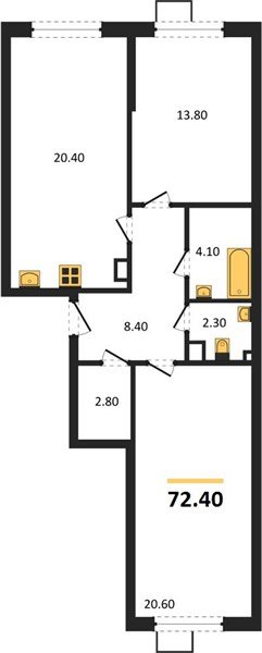 Фото №1: 2-комнатная квартира 72 м² - Краснодар, Прикубанский внутригородской округ, мкр. Парк Победы