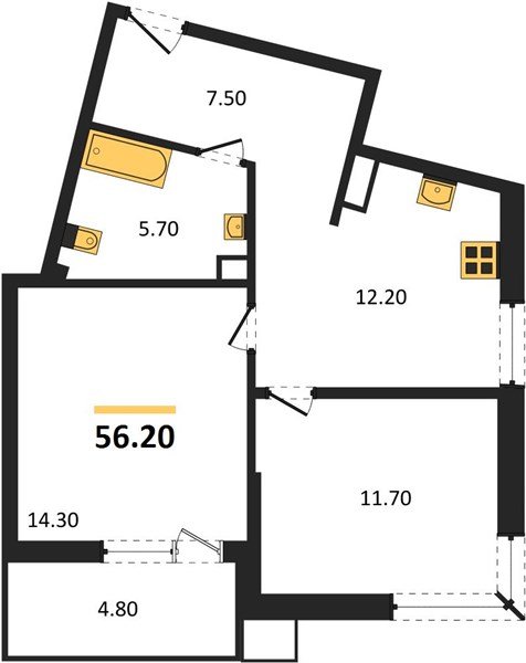 Фото №1: 2-комнатная квартира 56 м² - Краснодар, Прикубанский внутригородской округ, мкр. Парк Победы