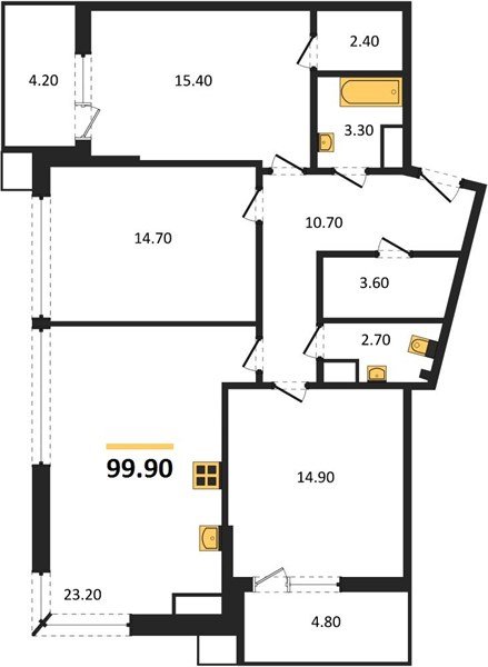 Фото №1: 3-комнатная квартира 99 м² - Краснодар, Прикубанский внутригородской округ, мкр. Парк Победы