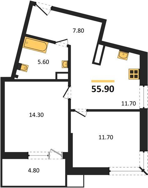 Фото №1: 2-комнатная квартира 55 м² - Краснодар, Прикубанский внутригородской округ, мкр. Парк Победы