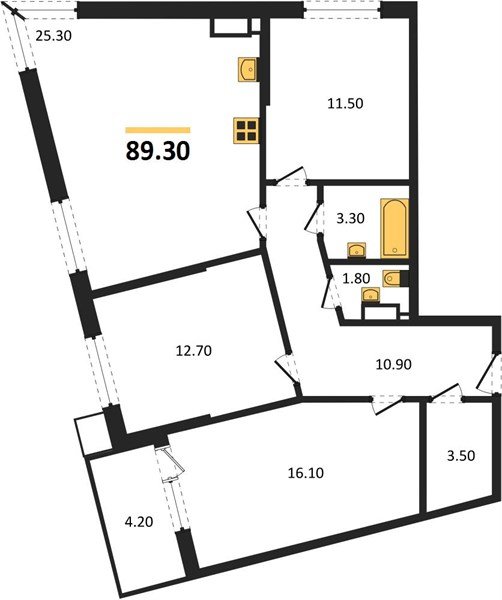 Фото №1: 3-комнатная квартира 89 м² - Краснодар, Прикубанский внутригородской округ, мкр. Парк Победы