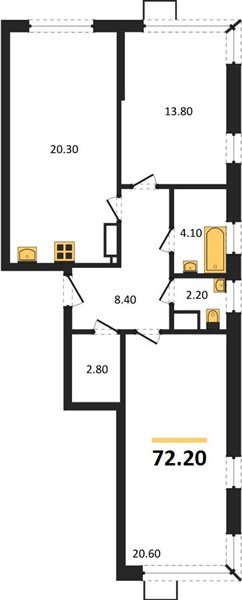 Фото №1: 2-комнатная квартира 72 м² - Краснодар, Прикубанский внутригородской округ, мкр. Парк Победы
