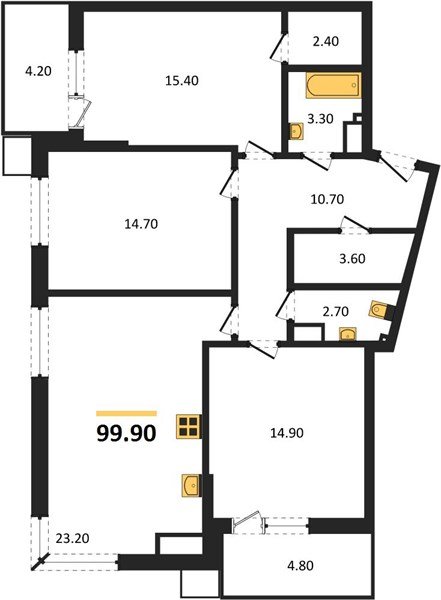 Фото №1: 3-комнатная квартира 99 м² - Краснодар, Прикубанский внутригородской округ, мкр. Парк Победы