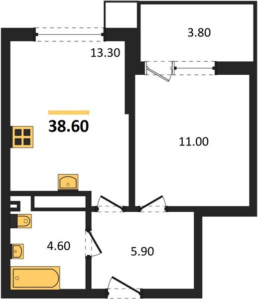 Фото №1: 1-комнатная квартира 38 м² - Краснодар, Прикубанский внутригородской округ, мкр. Парк Победы
