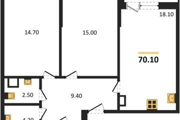 Фото №1: 2-комнатная квартира 70 м² - Краснодар, мкр. Парк Победы, 