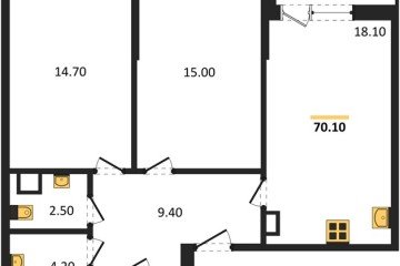 Фото №1: 2-комнатная квартира 70 м² - Краснодар, мкр. Парк Победы, 