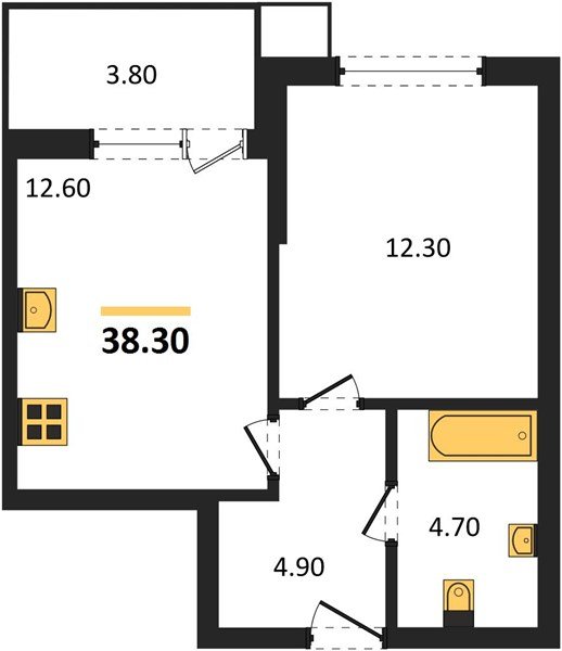 Фото №1: 1-комнатная квартира 38 м² - Краснодар, Прикубанский внутригородской округ, мкр. Парк Победы