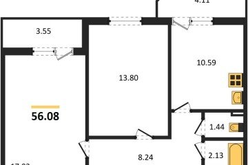 Фото №1: 2-комнатная квартира 56 м² - Краснодар, мкр. жилой комплекс Квартал № 6, ул. Генерал-лейтенанта Александра Сапрунова, 37