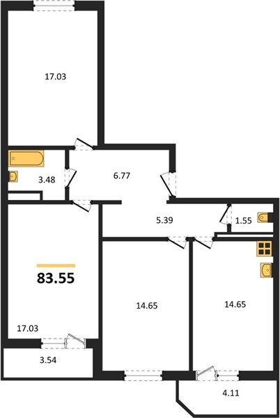 Фото №1: 3-комнатная квартира 83 м² - Берёзовый, жилой комплекс Молодёжный-2, ул. имени Профессора Малигонова, 50/1