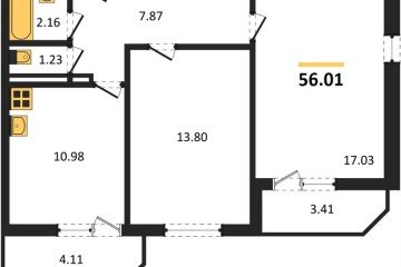 Фото №1: 2-комнатная квартира 56 м² - Берёзовый, мкр. жилой комплекс Молодёжный-2, ул. имени Профессора Малигонова, 50/1