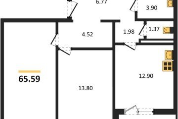 Фото №1: 2-комнатная квартира 65 м² - Берёзовый, мкр. жилой комплекс Молодёжный-2, ул. имени Профессора Малигонова, 50/1