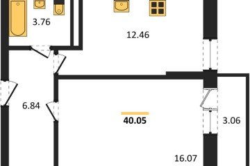 Фото №1: 1-комнатная квартира 39 м² - Яблоновский, 