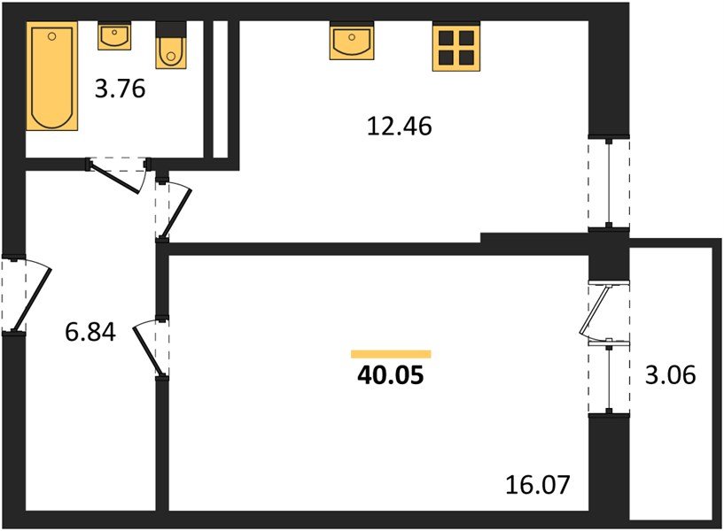 Фото №1: 1-комнатная квартира 39 м² - Яблоновский, 