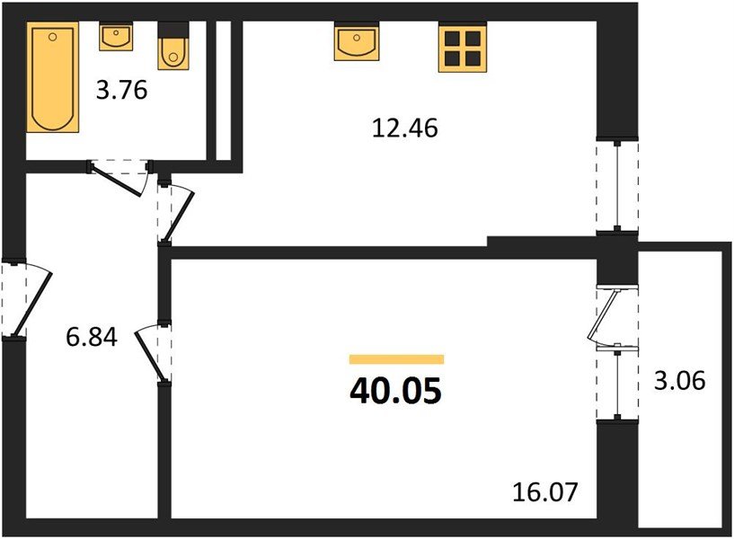 Фото №1: 1-комнатная квартира 39 м² - Яблоновский, ул. Шоссейная, 65