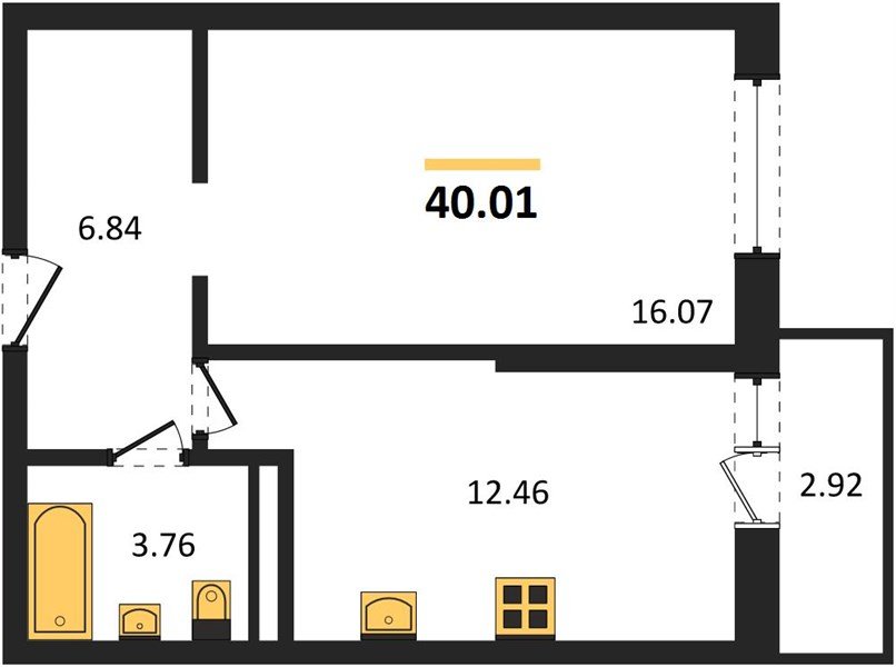 Фото №1: 1-комнатная квартира 39 м² - Яблоновский, ул. Шоссейная, 65