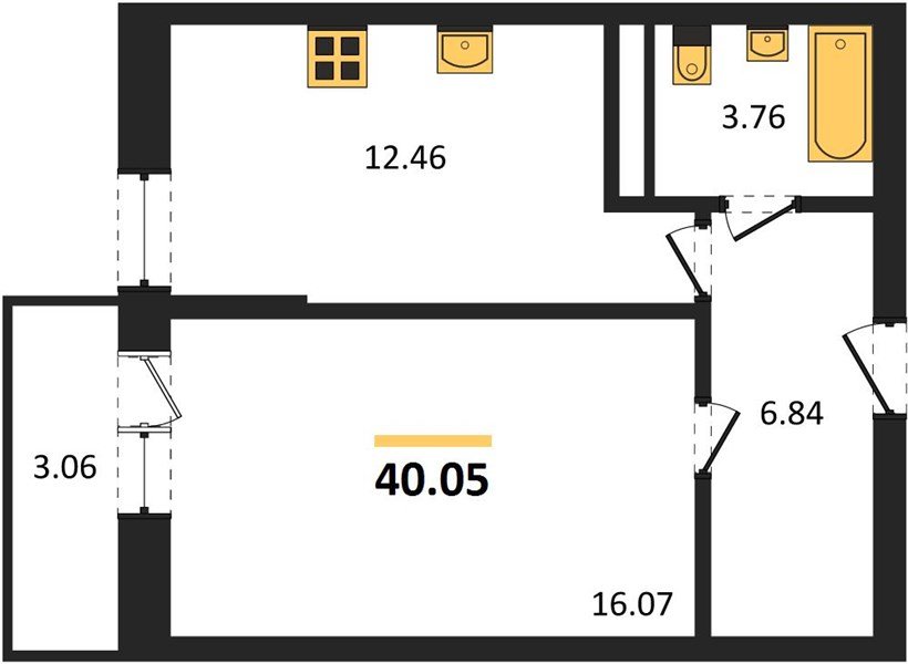 Фото №1: 1-комнатная квартира 39 м² - Яблоновский, 