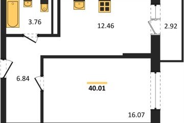 Фото №1: 1-комнатная квартира 39 м² - Яблоновский, ул. Шоссейная, 65