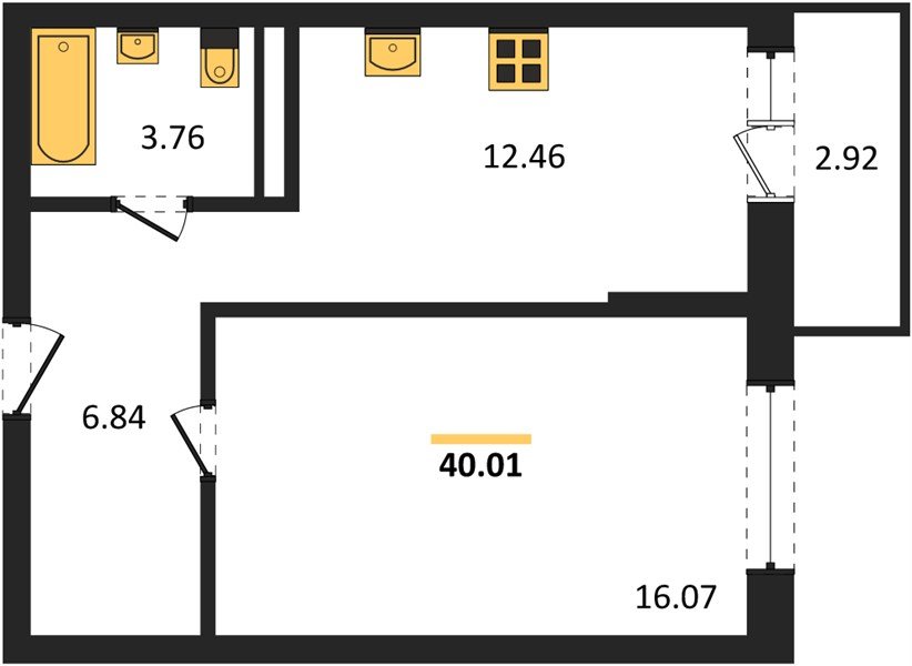 Фото №1: 1-комнатная квартира 39 м² - Яблоновский, ул. Шоссейная, 65