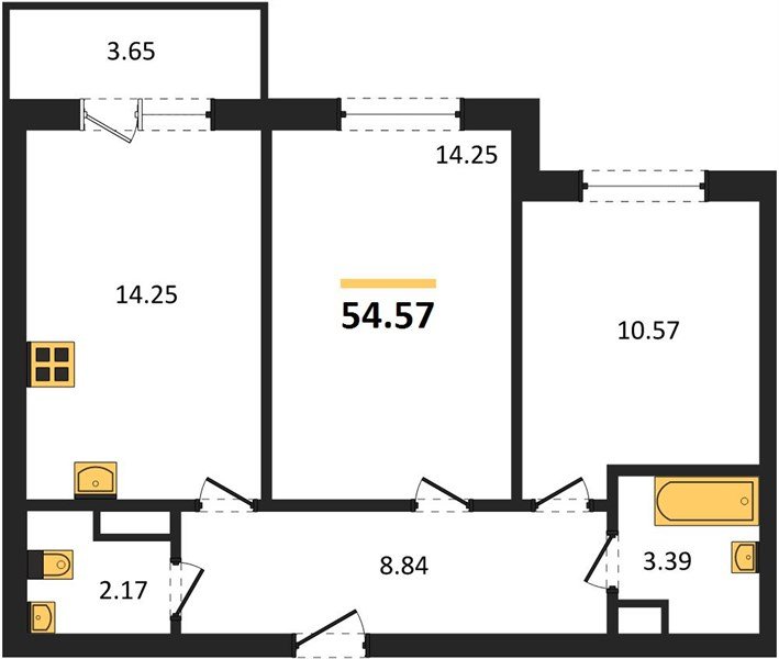 Фото №1: 2-комнатная квартира 54 м² - Краснодар, ЖК Тёплые Края