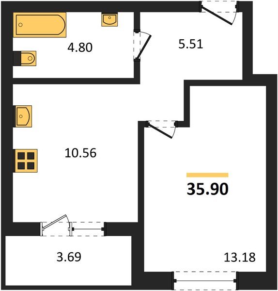 Фото №1: 1-комнатная квартира 35 м² - Краснодар, Прикубанский внутригородской округ, мкр. ЖК Тёплые Края