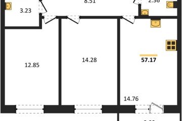 Фото №1: 2-комнатная квартира 57 м² - Краснодар, мкр. ЖК Тёплые Края, 