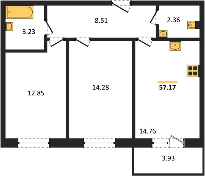 Фото №1: 2-комнатная квартира 57 м² - Краснодар, Прикубанский внутригородской округ, мкр. ЖК Тёплые Края