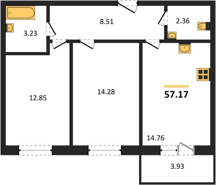 Фото №1: 2-комнатная квартира 56 м² - Краснодар, ЖК Тёплые Края