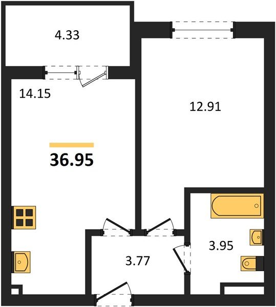 Фото №1: 1-комнатная квартира 37 м² - Краснодар, Прикубанский внутригородской округ, мкр. ЖК Тёплые Края