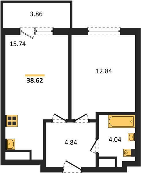 Фото №1: 1-комнатная квартира 38 м² - Краснодар, Прикубанский внутригородской округ, мкр. ЖК Тёплые Края