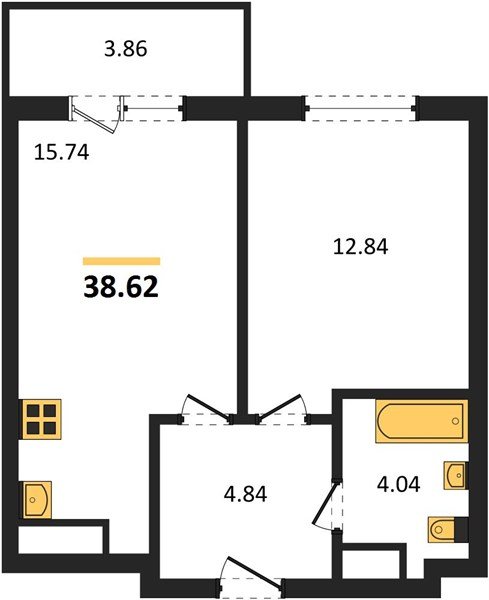 Фото №1: 1-комнатная квартира 38 м² - Краснодар, Прикубанский внутригородской округ, мкр. ЖК Тёплые Края